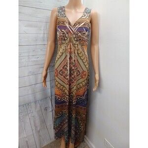 Fresh of LA Maxi Dress Petite L Casual Paisley Sleeveless